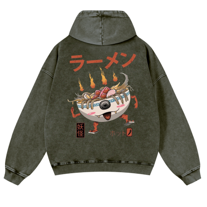 Ramen Vintage Washed Cotton Back Art Hoodie