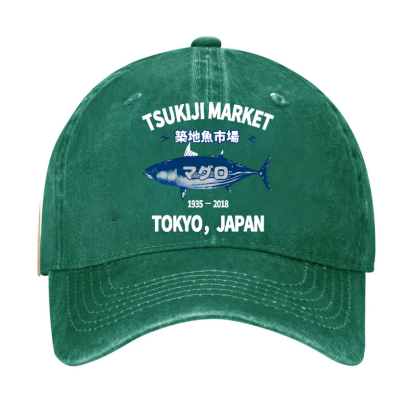 Tsukiji Market Tuna Fish Tokyo Japan Vintage Cotton Cap