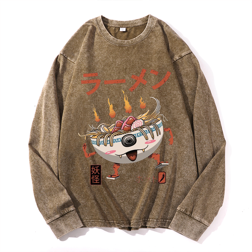 Ramen Monster Vintage Cotton Wash Crewneck Sweatshirt