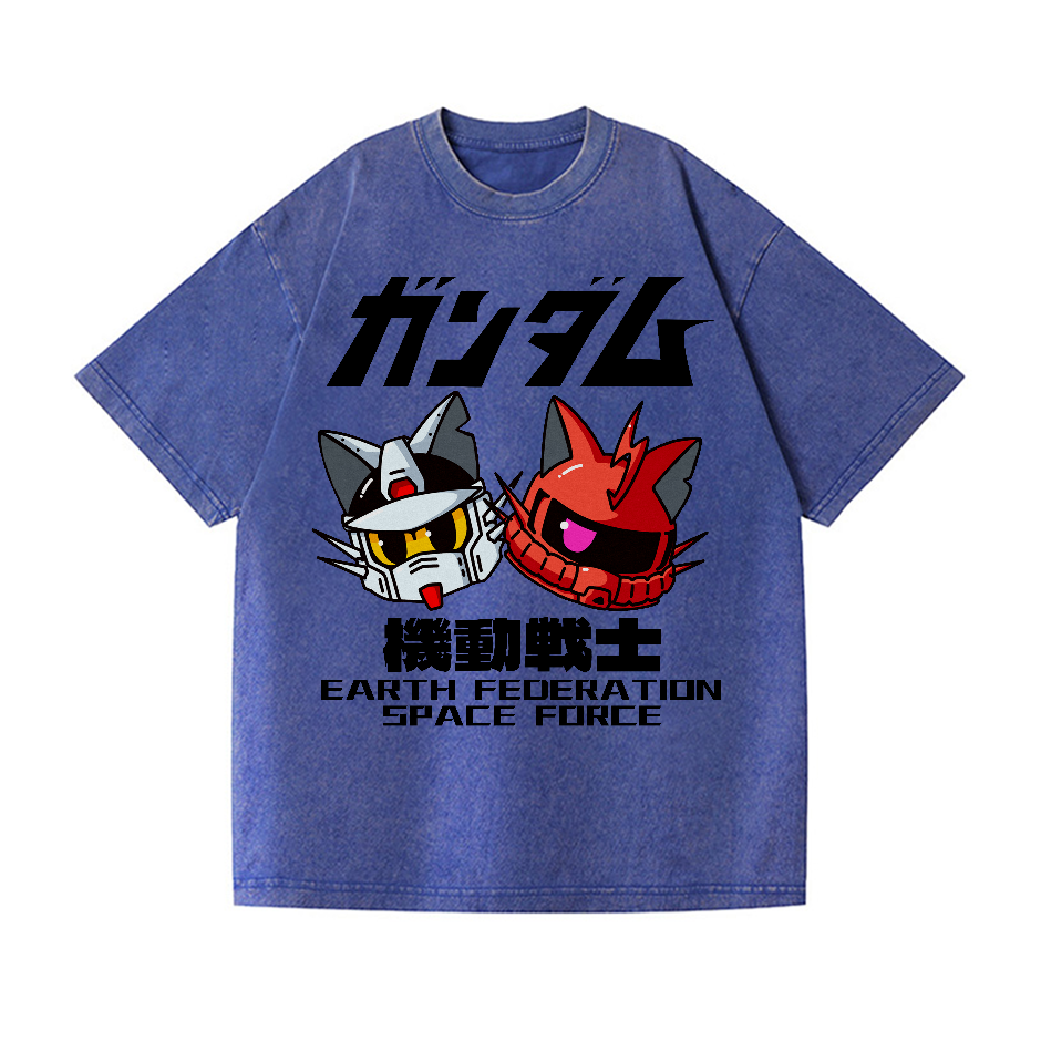 Earth Federation Forces Vintage Wash Japanese Design T-Shirt