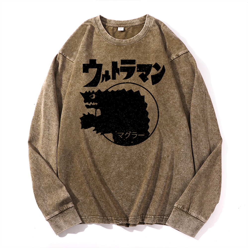 Magular Monster Vintage Cotton Wash Crewneck Sweatshirt