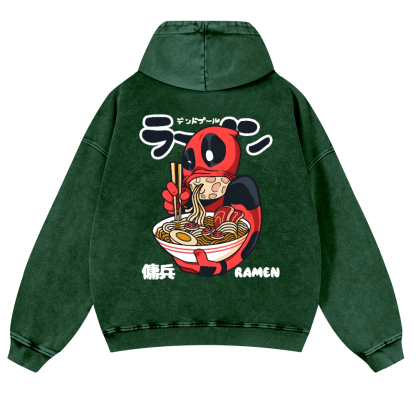 Ramen Hero Vintage Washed Cotton Back Art Hoodie
