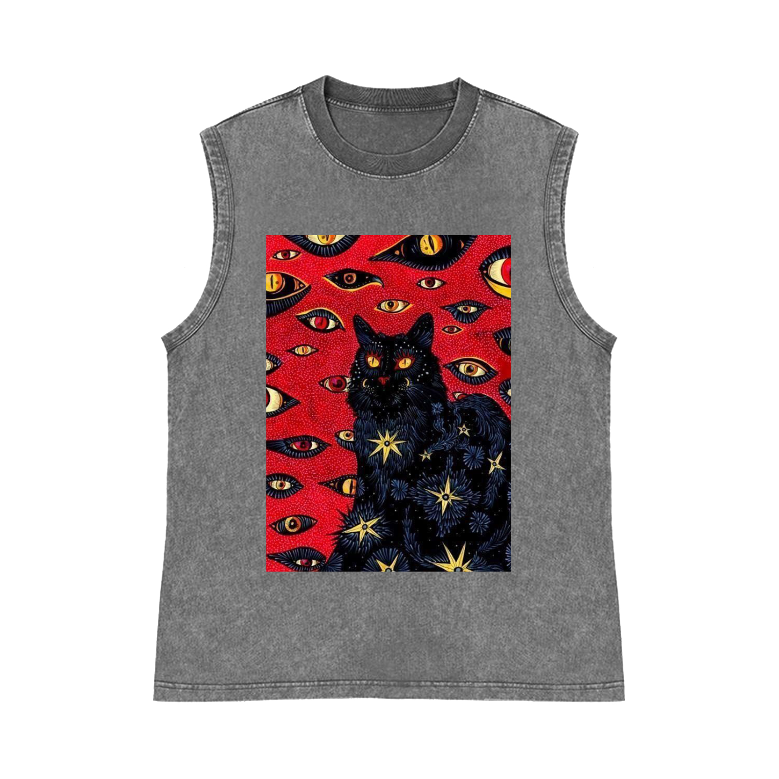 Cat Pure Cotton Wash-Dyed Sleeveless Tank Top