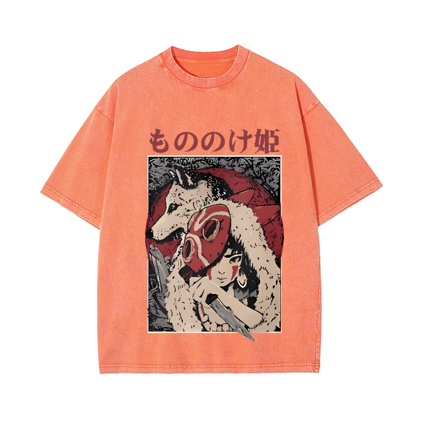 Princess Mononoke Hayao Miyazaki Ghibli Anime Vintage Wash Japanese Design T-Shirt