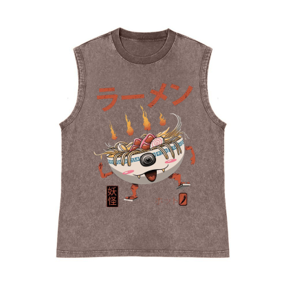 Ramen Monster Pure Cotton Wash-Dyed Sleeveless Tank Top