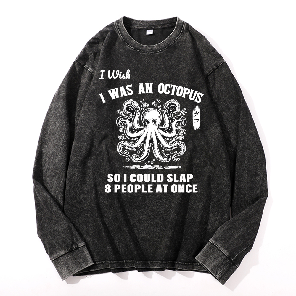 Octopus Vintage Cotton Wash Long-sleeve T-shirt