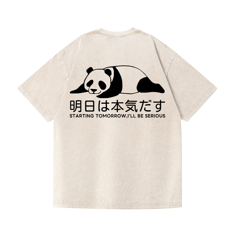 Panda Vintage Wash Japanese Design Back Art T-Shirt