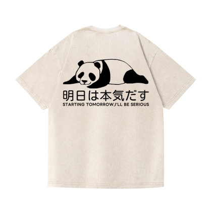 Panda Vintage Wash Japanese Design Back Art T-Shirt