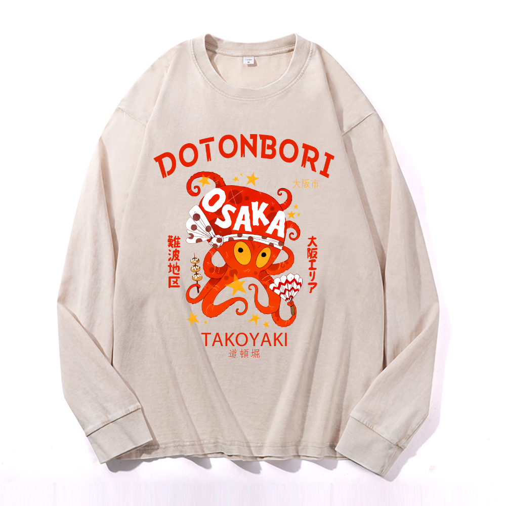Dotonbori Takoyaki Vintage Cotton Wash Crewneck Sweatshirt