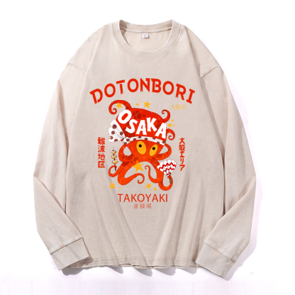 Dotonbori Takoyaki Vintage Cotton Wash Crewneck Sweatshirt