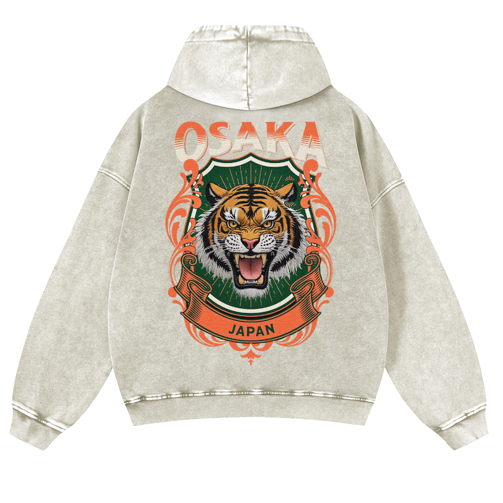 Osaka Tiger Vintage Washed Cotton Back Art Hoodie