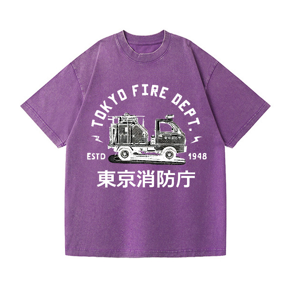Mini Fire Truck Vintage Wash Japanese Design T-Shirt