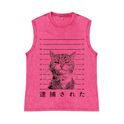 Arrested Cat Pure Cotton Wash-Dyed Sleeveless Tank Top