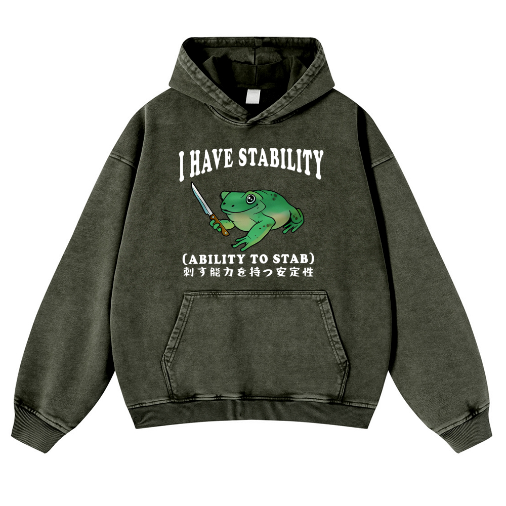 Frog Vintage Washed Thick Cotton Hoodie
