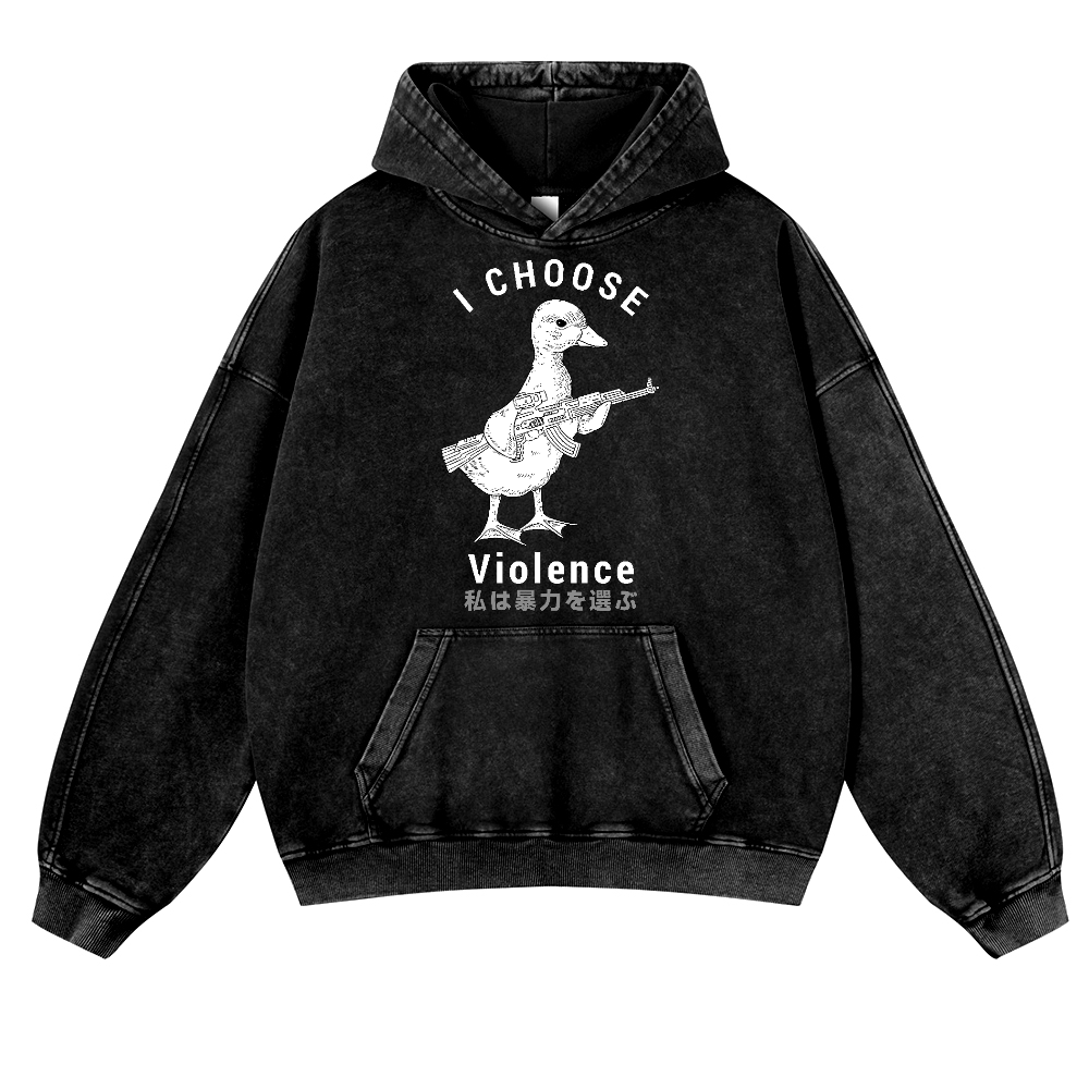 Duck Vintage Washed Thick Cotton Hoodie