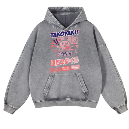 Takoyaki Octopus Vintage Washed Thick Cotton Hoodie