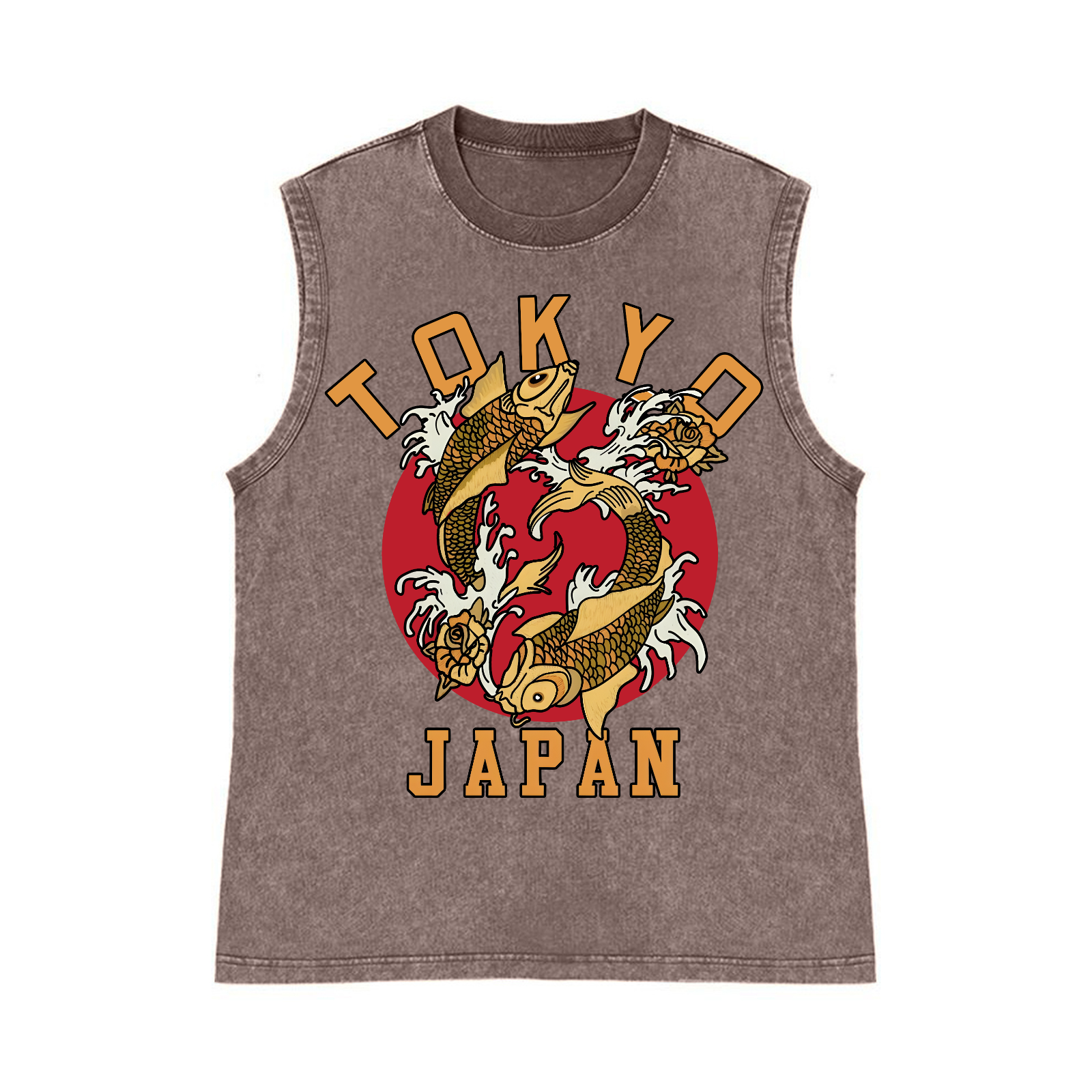 Tokyo Japan Fish Pure Cotton Wash-Dyed Sleeveless Tank Top