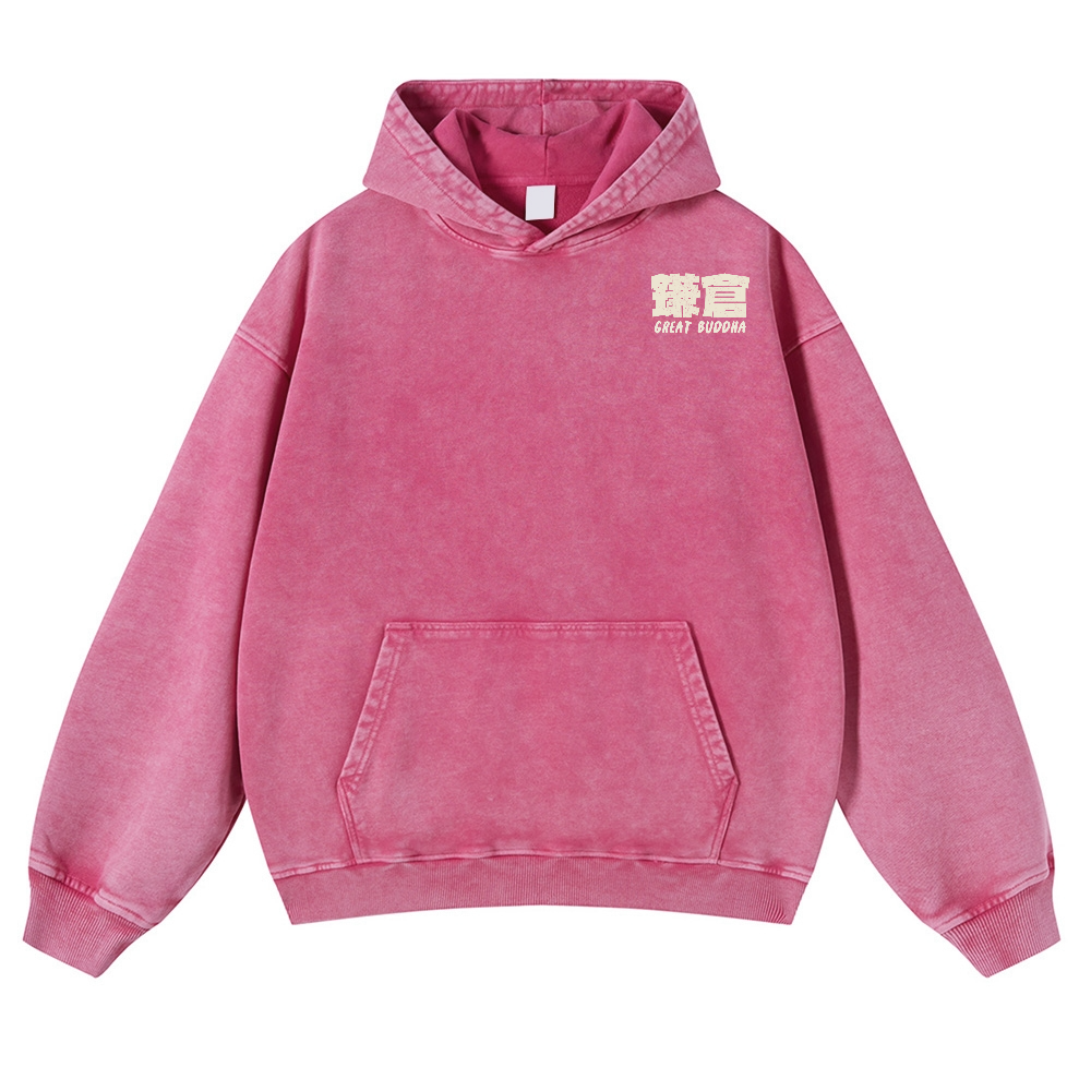 Kamakura Daibutsu Great Buddha Vintage Washed Cotton Back Art Hoodie