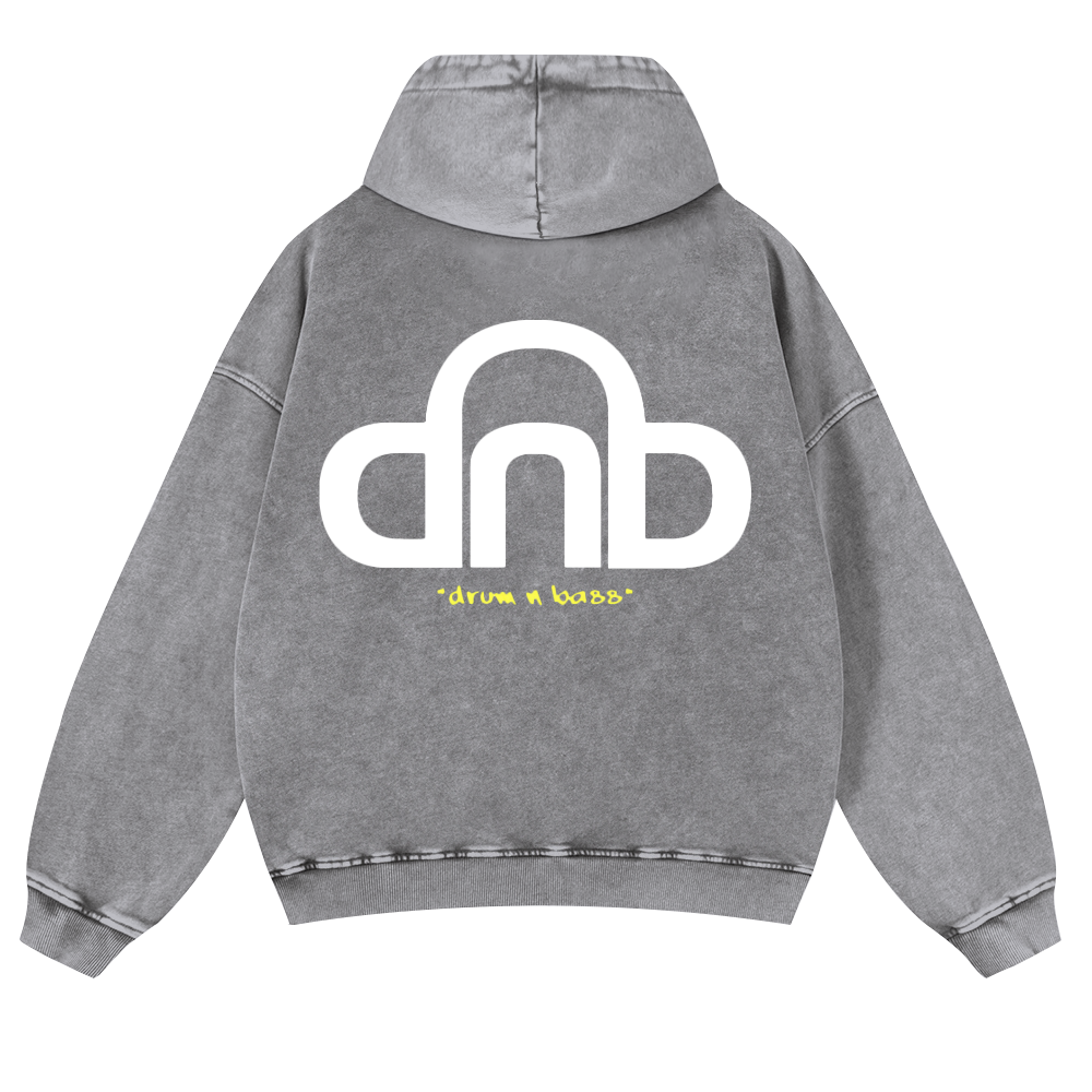 Drum & Bass Vintage Washed Cotton Back Art Hoodie