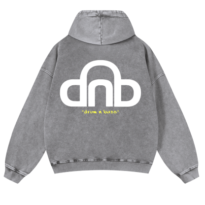 Drum & Bass Vintage Washed Cotton Back Art Hoodie