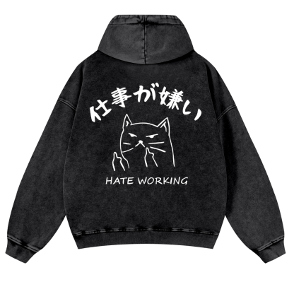 Hate Working Vintage Washed Cotton Back Art Hoodie