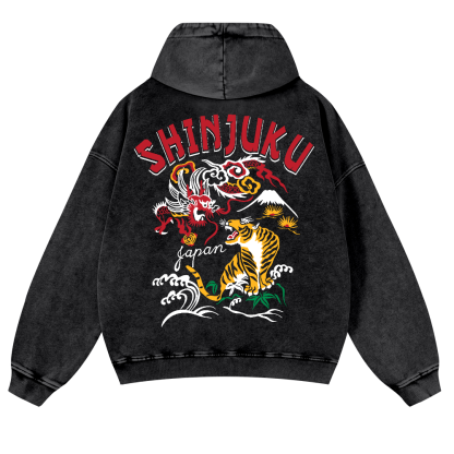 Shinjuku Tiger Loong Vintage Washed Cotton Back Art Hoodie