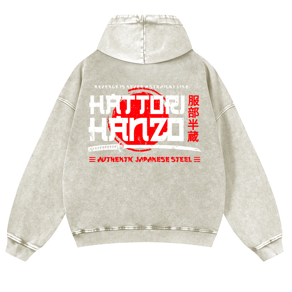 Okinawa Hattori Hanzo Vintage Washed Cotton Back Art Hoodie