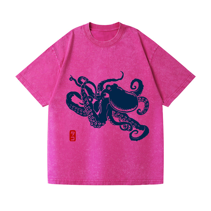 Octopus Vintage Wash Japanese Design T-Shirt