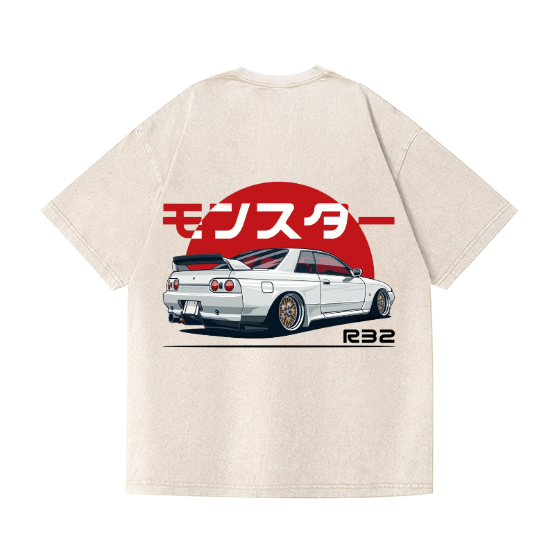 Car Vintage Wash Japanese Design Back Art T-Shirt