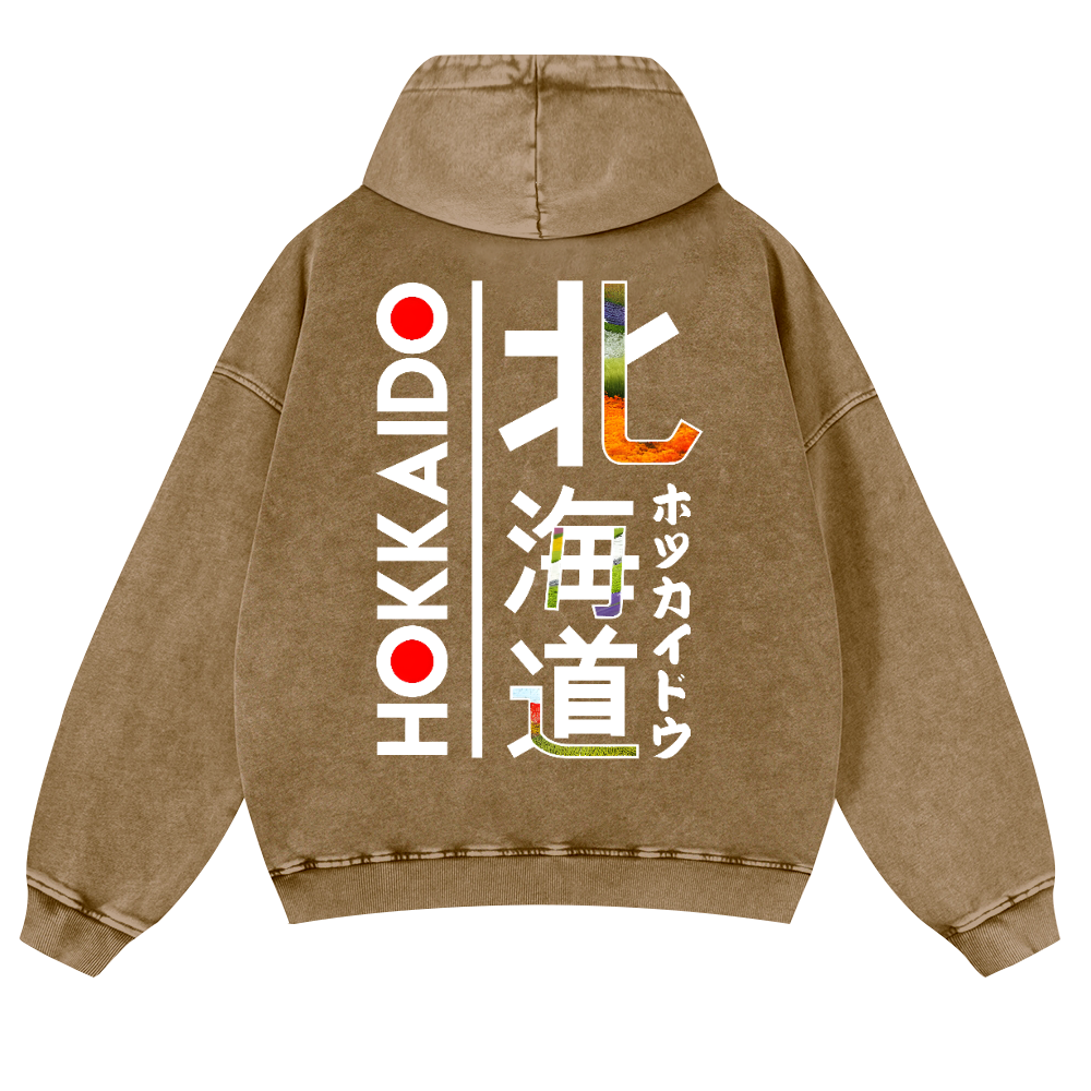 Hokkaido Vintage Washed Cotton Back Art Hoodie
