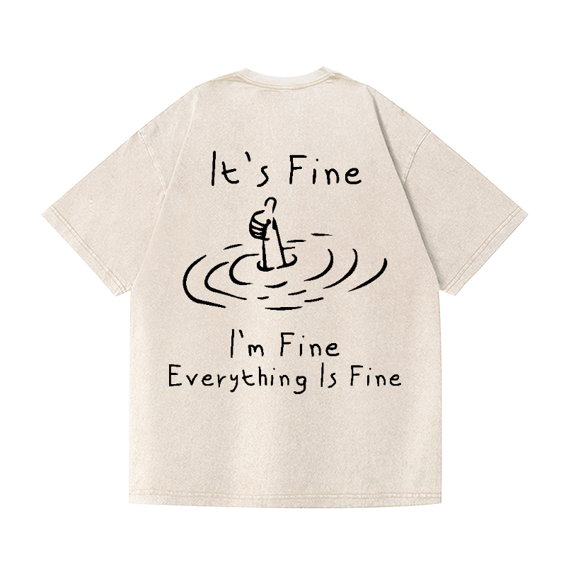 It's Fine Vintage Wash Japanese Design Back Art T-Shirt