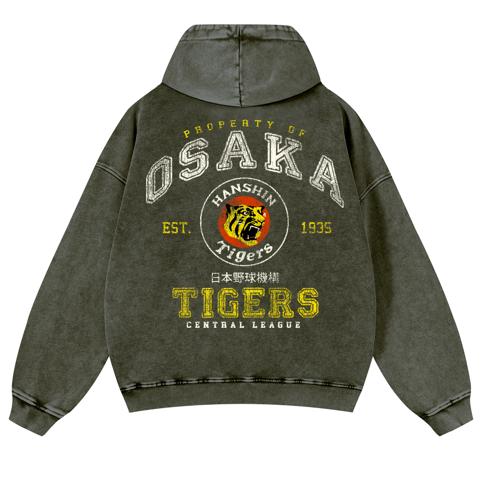 Osaka Hanshin Tigers Vintage Washed Cotton Back Art Hoodie
