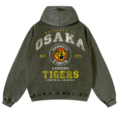 Osaka Hanshin Tigers Vintage Washed Cotton Back Art Hoodie