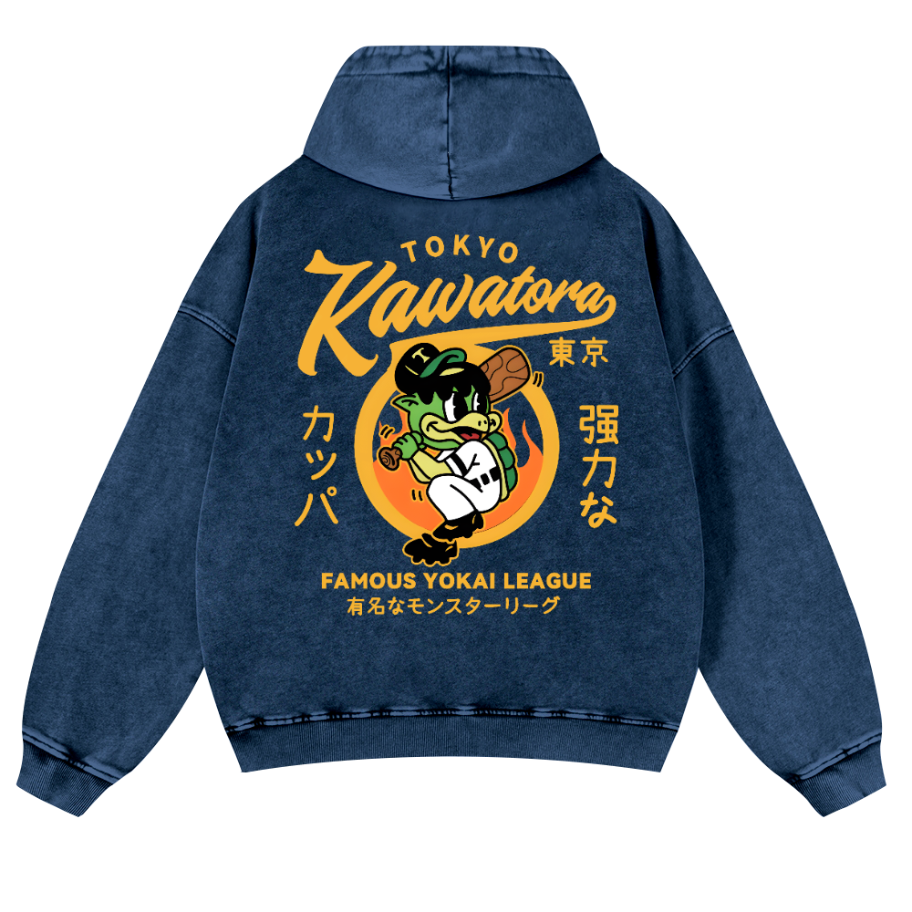 Tokyo Kawatora Vintage Washed Cotton Back Art Hoodie