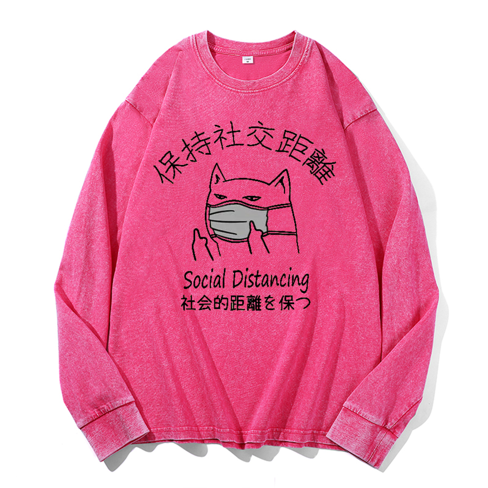 Social Distancing Vintage Cotton Wash Crewneck Sweatshirt
