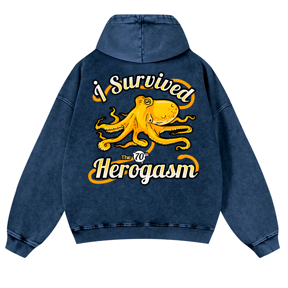 Octopus Vintage Washed Cotton Back Art Hoodie