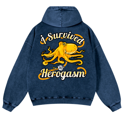 Octopus Vintage Washed Cotton Back Art Hoodie