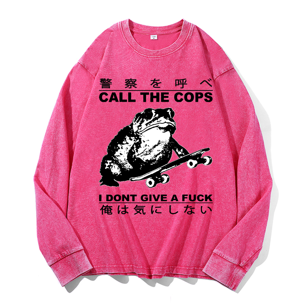 Frog Cops Vintage Cotton Wash Long-sleeve T-shirt