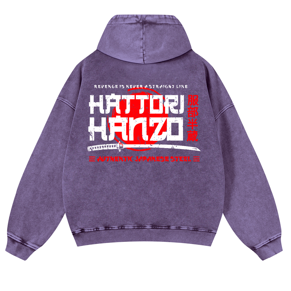 Okinawa Hattori Hanzo Vintage Washed Cotton Back Art Hoodie