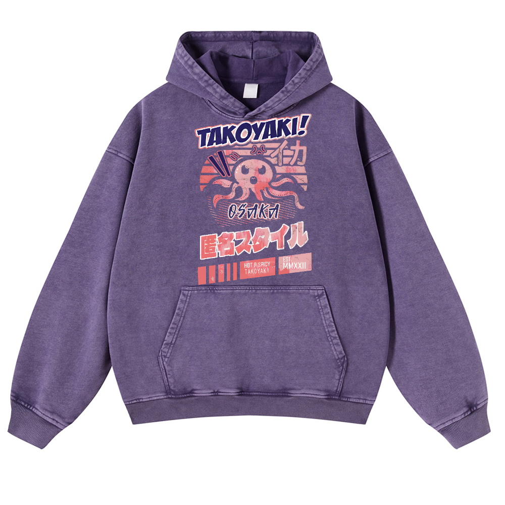 Takoyaki Octopus Vintage Washed Thick Cotton Hoodie