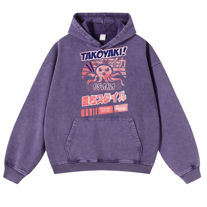 Takoyaki Octopus Vintage Washed Thick Cotton Hoodie