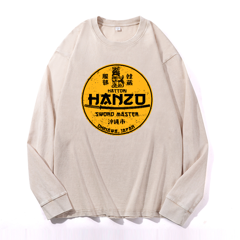 Okinawa Hattori Hanzo Komainu Vintage Cotton Wash Crewneck Sweatshirt