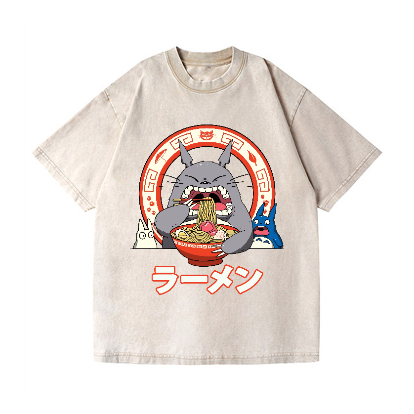 Ghibli Totoro Ramen  Anime Vintage Wash Japanese Design T-Shirt