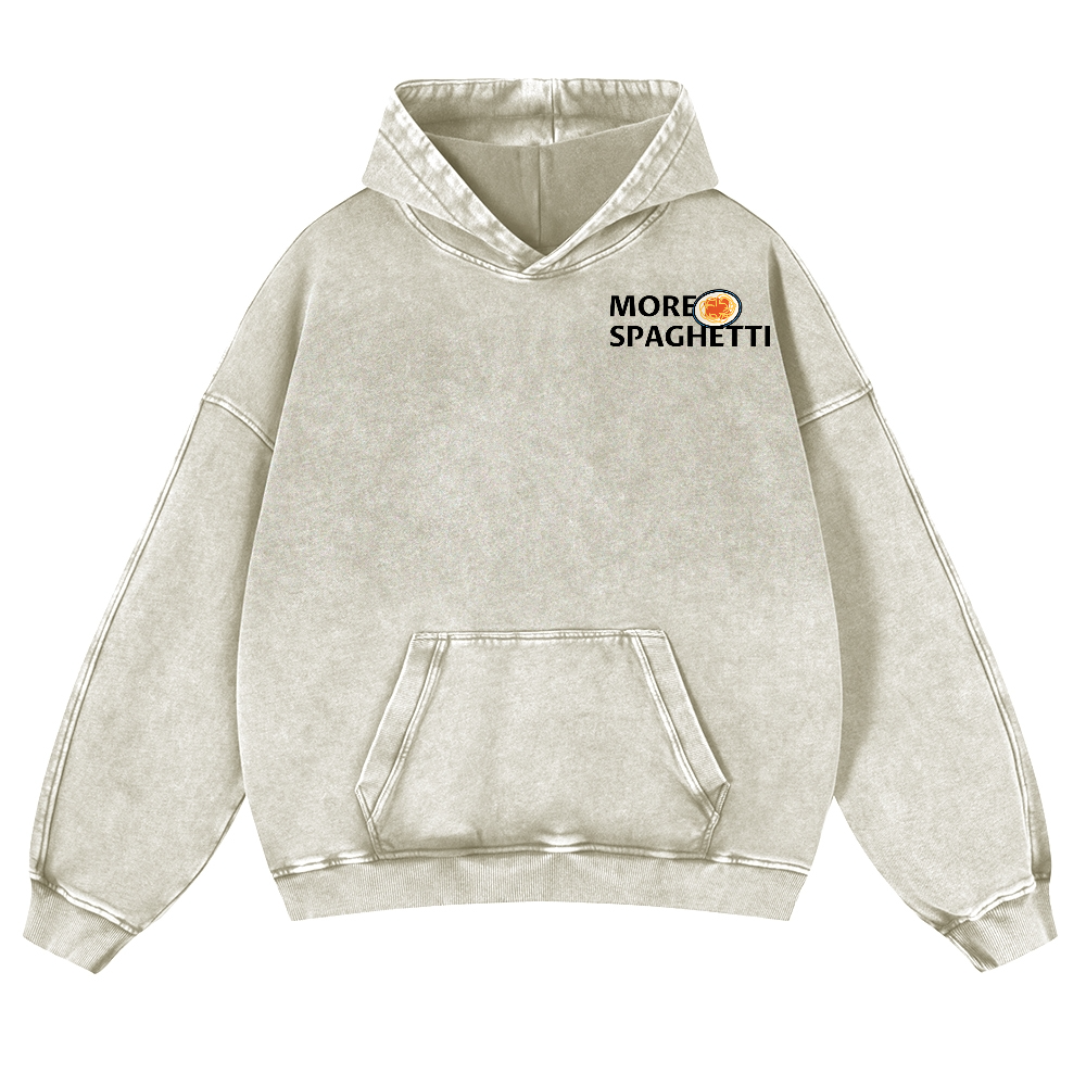 Spaghetti Cat Vintage Washed Cotton Back Art Hoodie