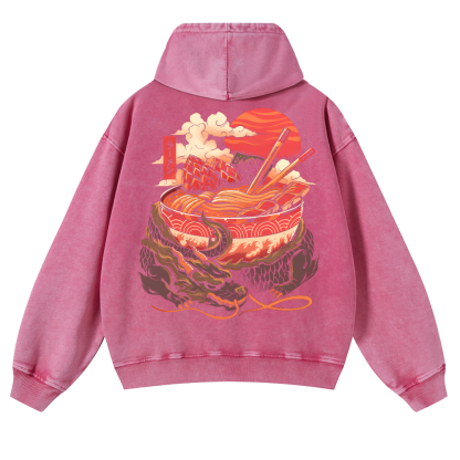 Dragon Ramen Vintage Washed Cotton Back Art Hoodie