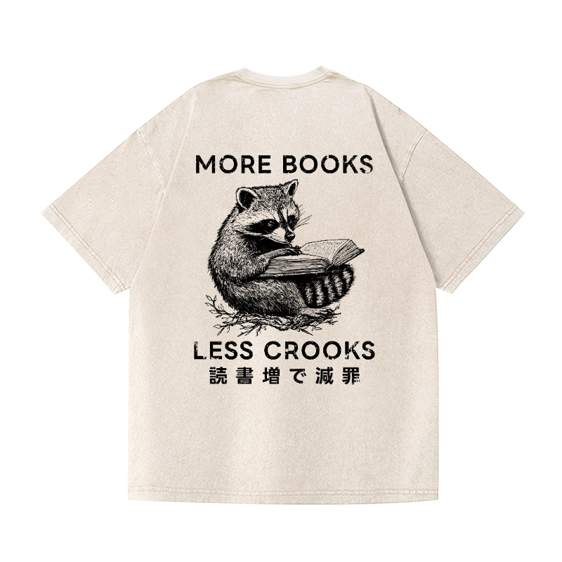 Racoon Book Vintage Wash Japanese Design Back Art T-Shirt