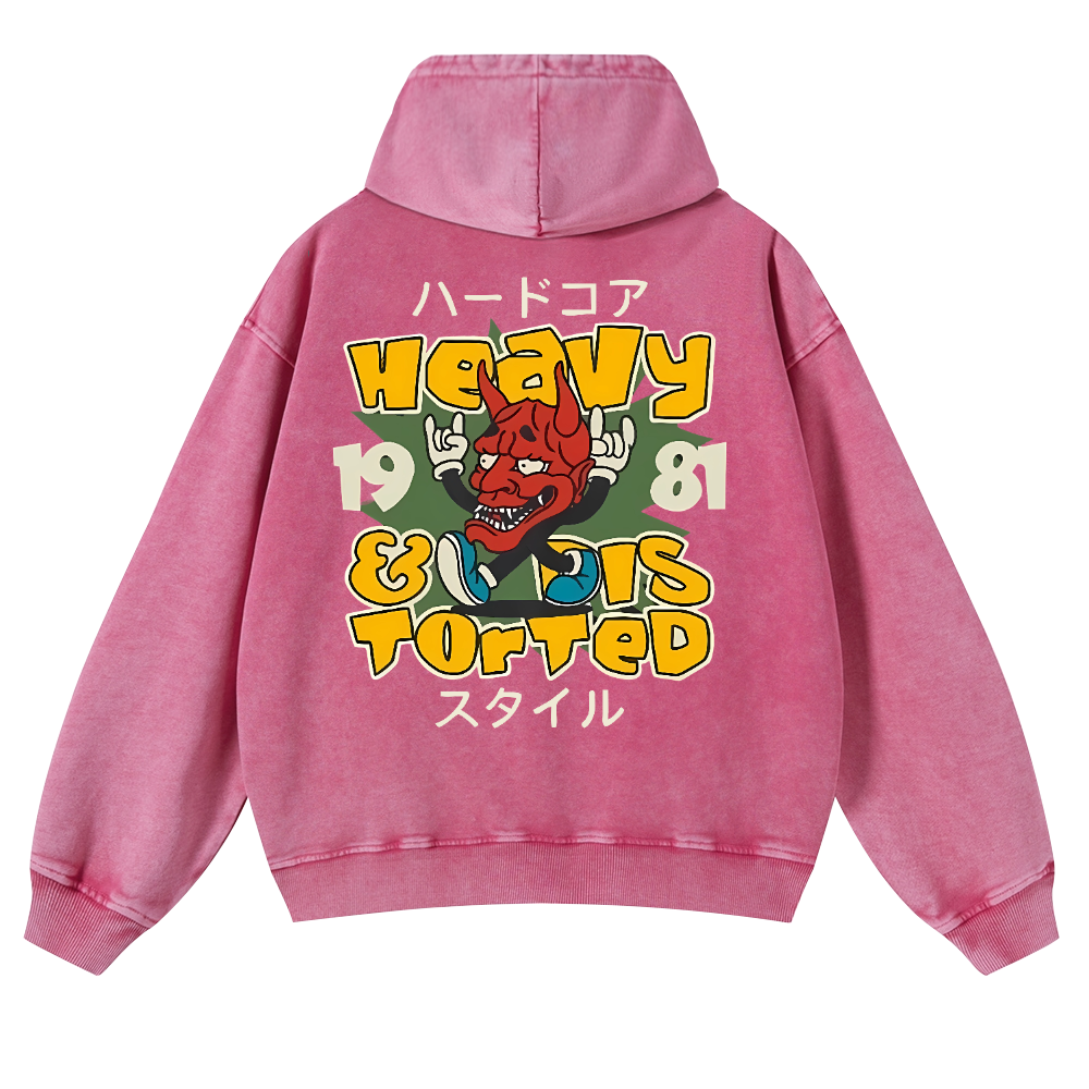 Hannya Vintage Washed Cotton Back Art Hoodie