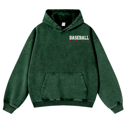Baseball Vintage Washed Cotton Back Art Hoodie