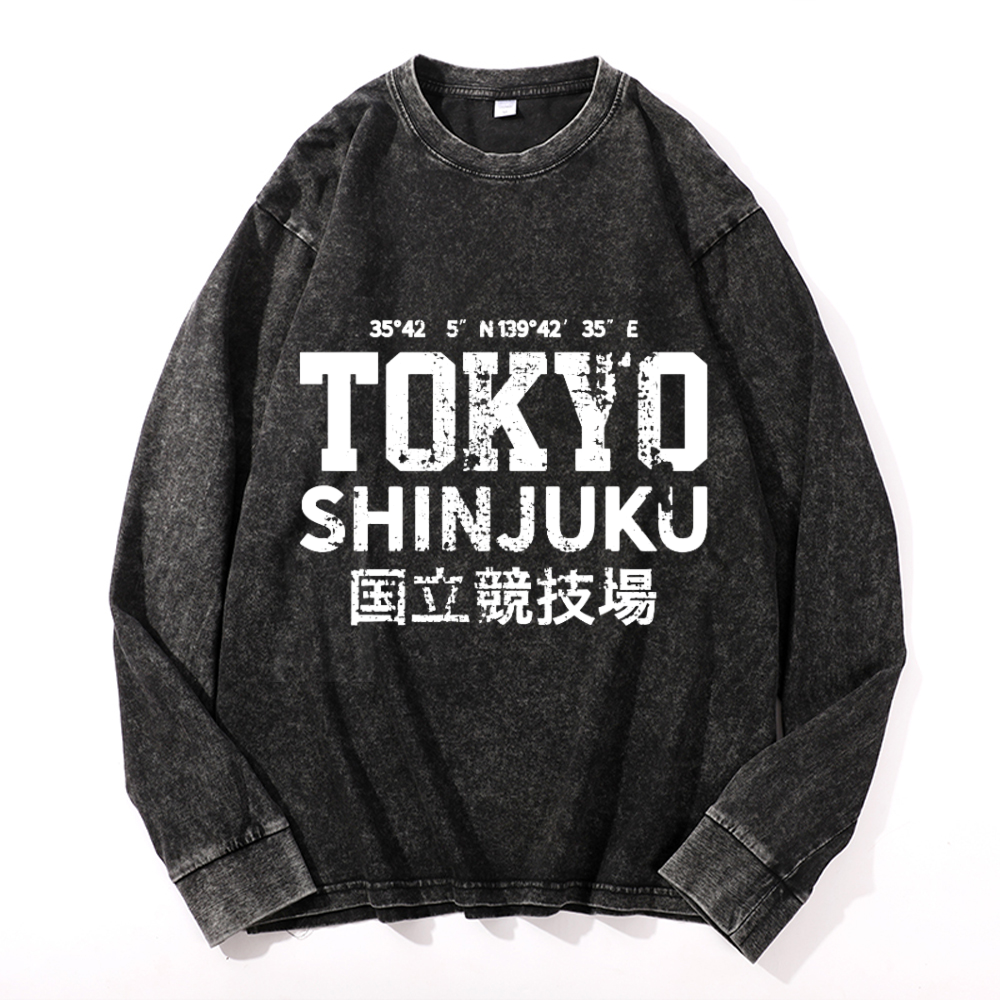 Tokyo Shinjuku Vintage Cotton Wash Crewneck Sweatshirt