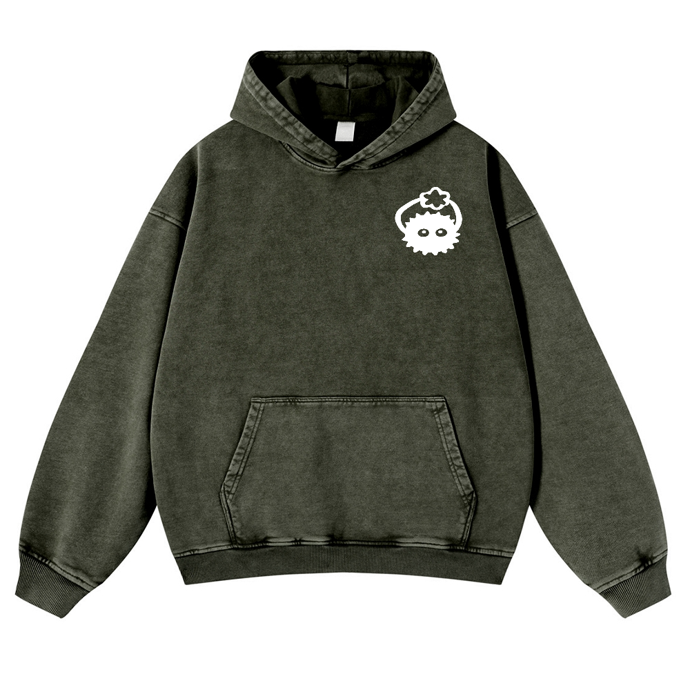 Ghibli Totoro No Face Kaonashi Vintage Washed Cotton Back Art Hoodie